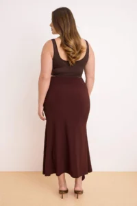 Trendyol Curve Brown Body-Fitting Accessory Detailed Knitting LONG/Maxi Skirt - Image 4