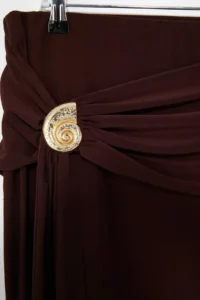 Trendyol Curve Brown Body-Fitting Accessory Detailed Knitting LONG/Maxi Skirt - Image 6