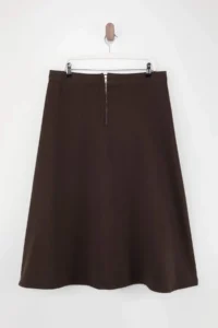 Trendyol Curve Brown with flywheel Maxi 100% Cotton Non-Stretch Plus Size denim Skirt - Image 5