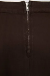 Trendyol Curve Brown with flywheel Maxi 100% Cotton Non-Stretch Plus Size denim Skirt - Image 6