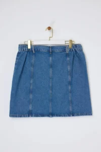 Trendyol Curve Mavi More Sustainable Front buttoned 100% Cotton Non-Stretch denim Skirt - Image 6