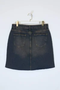 Trendyol Curve Mavi Soluk Efekt Vintage High Waist Mini 100% Cotton Non-Stretch denim Skirt - Image 7