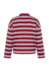 Trendyol Curve Burgundy Striped Oversized Plus Size T-Shirt - Image 8