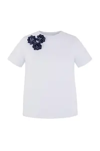 Trendyol Curve White Crew Neck Çiçek with accessories Knitting Plus Size T-Shirt - Image 5