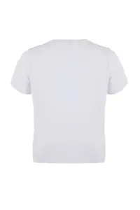 Trendyol Curve White Crew Neck Çiçek with accessories Knitting Plus Size T-Shirt - Image 7