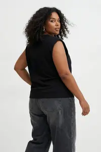 Trendyol Curve Black Crew Neck padded Plus Size Knitting T-Shirt - Image 2