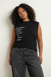 Trendyol Curve Black Crew Neck padded Plus Size Knitting T-Shirt - Image 3