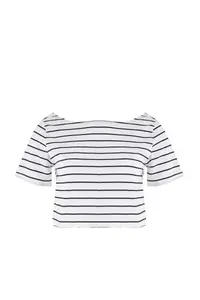 Trendyol Curve Black-White Asymmetric Yaka Crop Size Short Sleeve Plus Size T-Shirt - Image 4