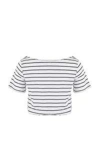 Trendyol Curve Black-White Asymmetric Yaka Crop Size Short Sleeve Plus Size T-Shirt - Image 6