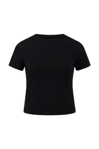Trendyol Curve Black Flexible Fitted Basic Crew Neck Short Size Plus Size T-Shirt - Image 4