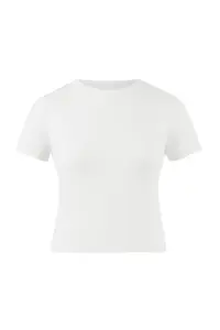 Trendyol Curve White Flexible Fitted Basic Crew Neck Short Size Plus Size T-Shirt - Image 4