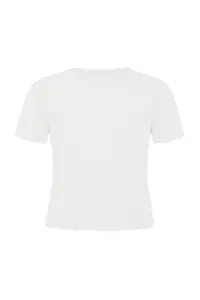 Trendyol Curve White Flexible Fitted Basic Crew Neck Short Size Plus Size T-Shirt - Image 6