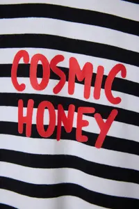 Trendyol Curve Red Striped Thick Cotton Slogan Embroidery Detailed Knitting Plus Size T-Shirt - Image 6