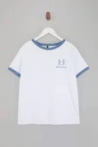 Trendyol Curve Ecru 100% Cotton Embroidered Kontrast Biye Detailed Knitting Plus Size T-Shirt - Image 4