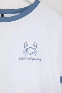 Trendyol Curve Ecru 100% Cotton Embroidered Kontrast Biye Detailed Knitting Plus Size T-Shirt - Image 5