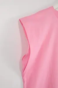 Trendyol Curve Pink 100% Cotton Wadding Look Crew Neck Knitting Plus Size T-Shirt - Image 6