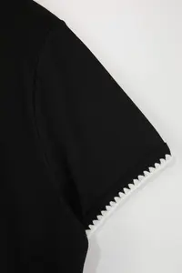 Trendyol Curve Black 100% Cotton Contrast Stitching Detailed Crew Neck Knitting Plus Size T-Shirt - Image 5