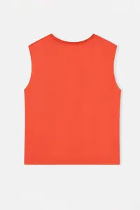 Trendyol Curve Red relaxed Pattern Printed Sleeveless Knitting Plus Size T-Shirt - Image 5