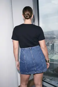 Trendyol Curve Limited Edition Black Drapeli Flexible Knitting Plus Size T-Shirt - Image 3