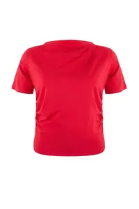 Trendyol Curve Limited Edition Red Drapeli Flexible Knitting Plus Size T-Shirt - Image 4
