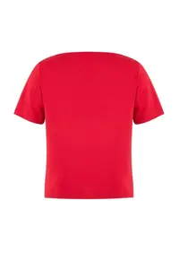 Trendyol Curve Limited Edition Red Drapeli Flexible Knitting Plus Size T-Shirt - Image 6