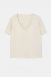Trendyol Curve Brown-Beige 2 Sets Paket Regular Fit Crop/Short Size V-neck Basic Plus Size T-Shirt - Image 2