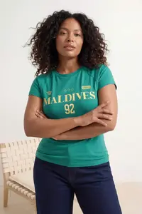 Trendyol Curve dark Green Fitted Printed Plus Size T-Shirt