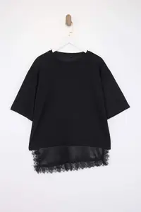 Trendyol Curve Black Six Lace Detailed Knitting Plus Size Women T-Shirt