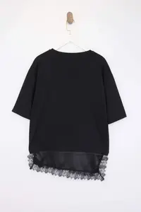 Trendyol Curve Black Six Lace Detailed Knitting Plus Size Women T-Shirt - Image 3