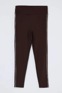 Trendyol Curve Brown Soft Brushed Material Piping Detailed Flexible Knitting Plus Size Leggings - Image 9