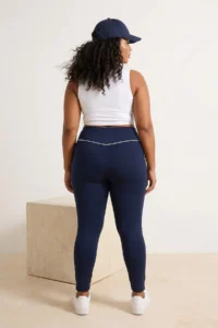Trendyol Curve Navy Blue Soft Brushed Material Piping Detailed Flexible Knitting Plus Size Leggings - Image 3