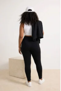 Trendyol Curve Black Soft Brushed Material Piping Detailed Flexible Knitting Plus Size Leggings - Image 3