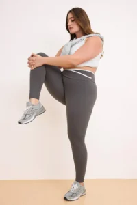 Trendyol Curve Anthracite Soft Brushed Material Flexible Knitting Plus Size Leggings - Image 2