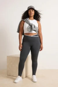 Trendyol Curve Anthracite Soft Brushed Material Flexible Knitting Plus Size Leggings - Image 5