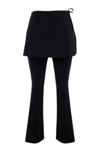 Trendyol Curve Black Soft Brushed Material 2 Pieces Skirted flared leg Plus Size Leggings