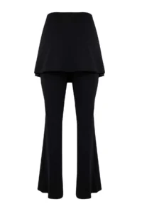 Trendyol Curve Black Soft Brushed Material 2 Pieces Skirted flared leg Plus Size Leggings - Image 3