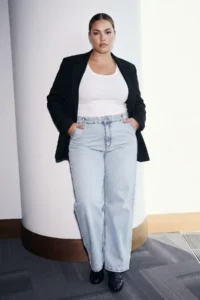 Trendyol Curve Limited Edition Blue High Waist Wide Leg comfort/Middle Flexible plus size jeans