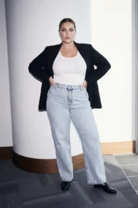 Trendyol Curve Limited Edition Blue High Waist Wide Leg comfort/Middle Flexible plus size jeans - Image 2