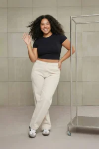 Trendyol Curve Ecru High Waist Wide Leg/Wide Leg comfort/Middle Flexible plus size jeans - Image 7
