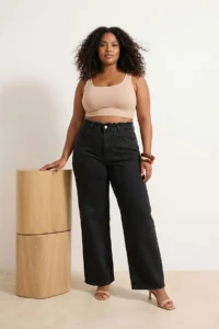 Trendyol Curve Gray High Waist Wide Leg comfort/Middle Flexible Wide Leg plus size jeans