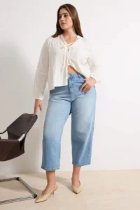 Trendyol Curve Mavi High Waist comfort/Flexible Baggy Fit denim plus size jeans - Image 2