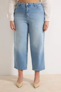 Trendyol Curve Mavi High Waist comfort/Flexible Baggy Fit denim plus size jeans - Image 3