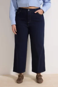 Trendyol Curve Dark Blue High Waist comfort/Flexible Baggy Fit denim plus size jeans - Image 3