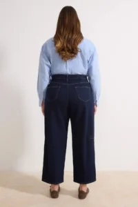 Trendyol Curve Dark Blue High Waist comfort/Flexible Baggy Fit denim plus size jeans - Image 4