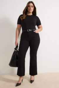 Trendyol Curve Non-fading Black High Waist Trok Detailed Flexible Straight Fit denim plus size jeans - Image 2