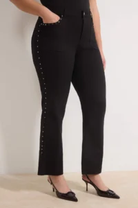 Trendyol Curve Non-fading Black High Waist Trok Detailed Flexible Straight Fit denim plus size jeans - Image 3