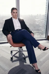 Trendyol Curve Dark Blue High Waist Button Detailed comfort/Flexible Wideleg/Wide Leg plus size jeans - Image 3
