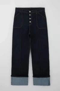 Trendyol Curve Dark Blue High Waist Duble Hem comfort/Flexible Straight Fit plus size jeans - Image 5