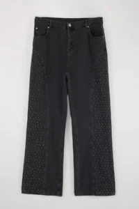 Trendyol Curve Gray High Waist Wide Leg/Wide Leg comfort/Middle Flexible plus size jeans
