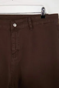 Trendyol Curve Wardrobe Essentials Brown High Waist Straight Fit comfort/Middle Flexible jeans - Image 2